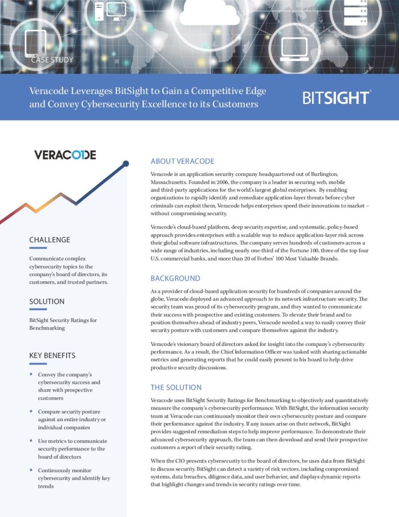 Veracode Leverages Bitsight to Gain a Competitive Edge and Convey Cybersecurity Excellence to its Customers