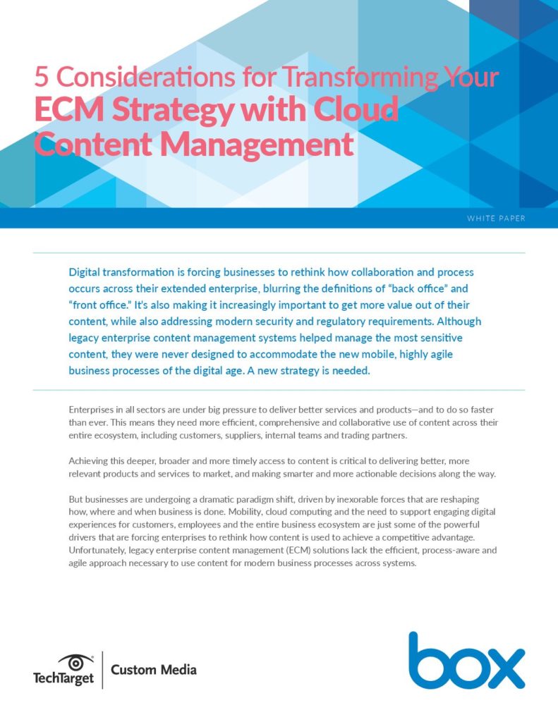 5 considerations for transforming ECM with cloud content management