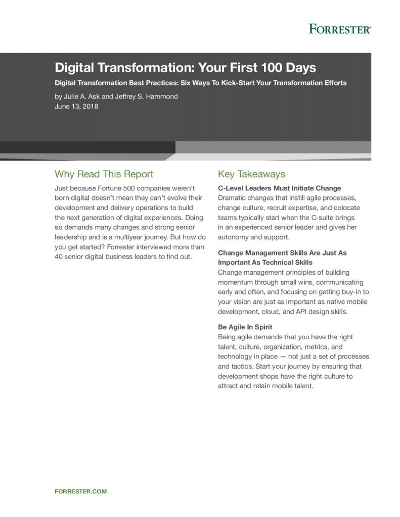 Forrester-Digital Transformation Your First 100 Days