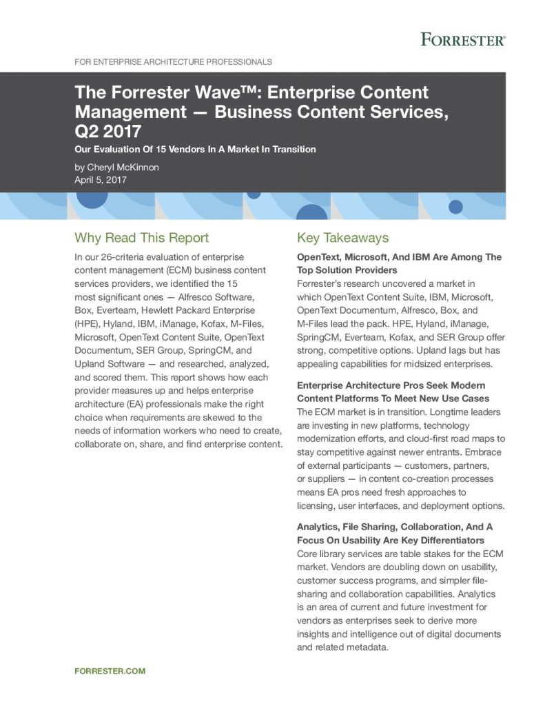 The Forrester Wave™: ECM Business Content Services, 2017