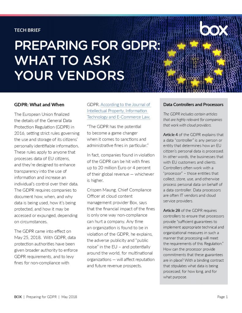 GDPR Prep: 3 key questions for your cloud vendors