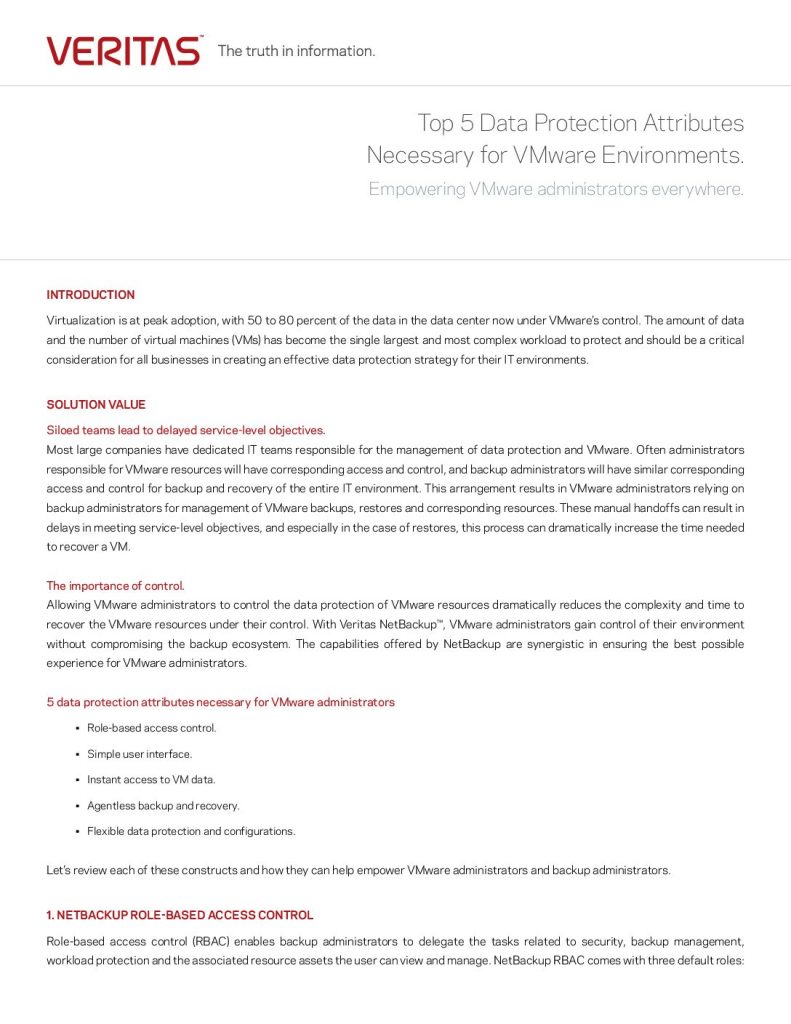 Top 5 Data Protection Attributes Necessary for VMware Environments