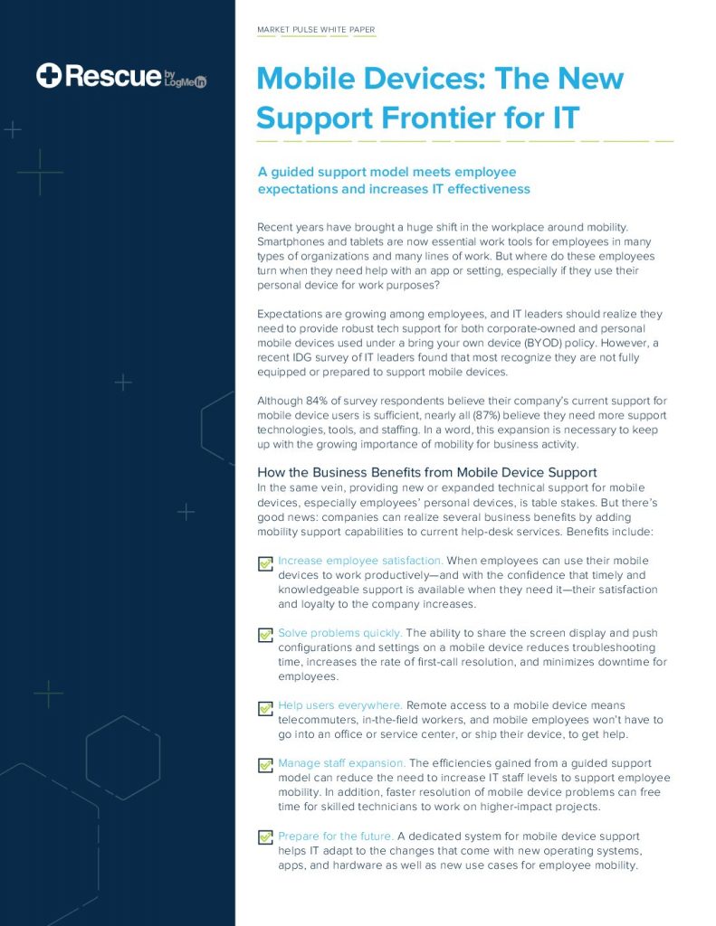 IDG Report – Mobile The New Support Frontier for IT