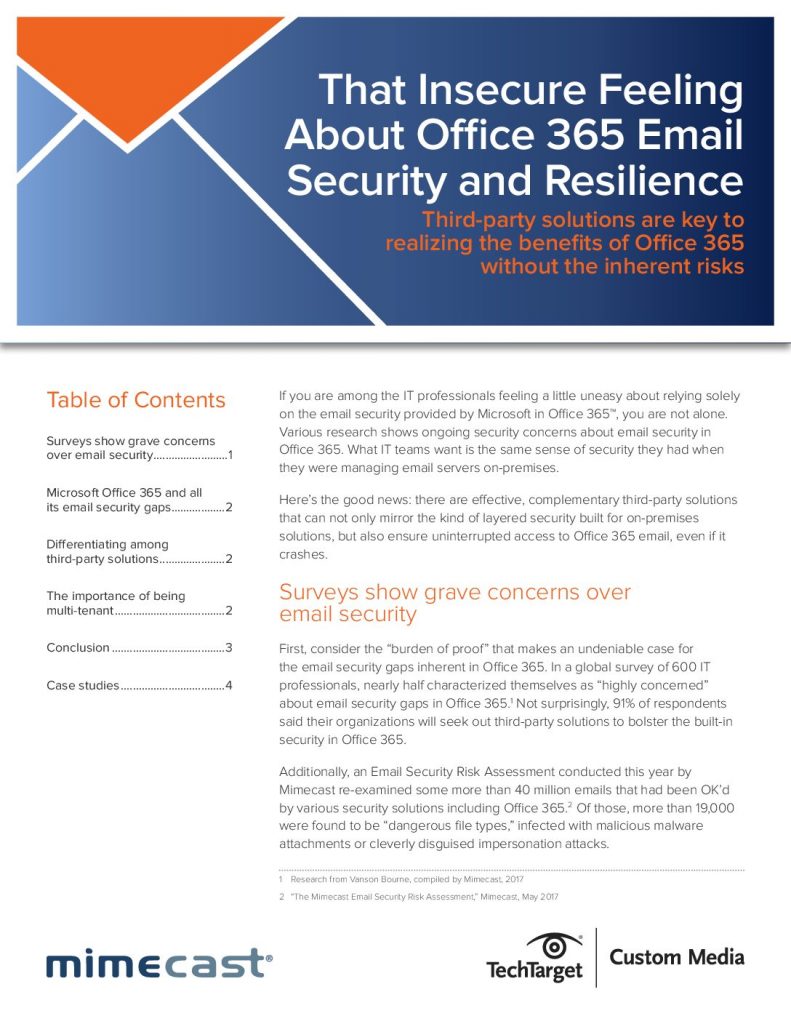 That Insecure Feeling About Office 365 Email Security and Resilience