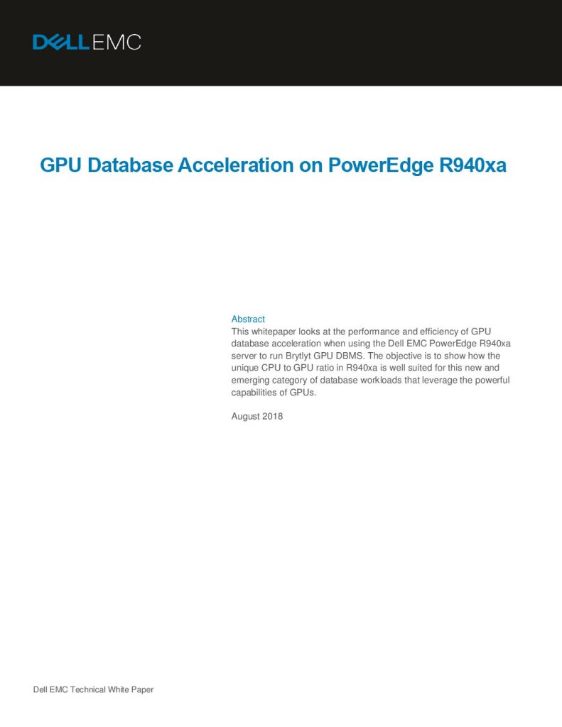 GPU Database Acceleration on PowerEdge R940xa