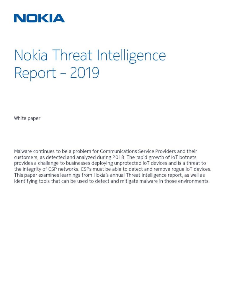 Nokia Threat Intelligence Report – 2019