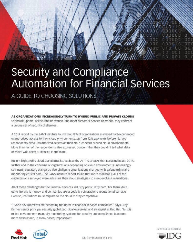 Security and Compliance  Automation for Financial Services – A GUIDE TO CHOOSING SOLUTIONS