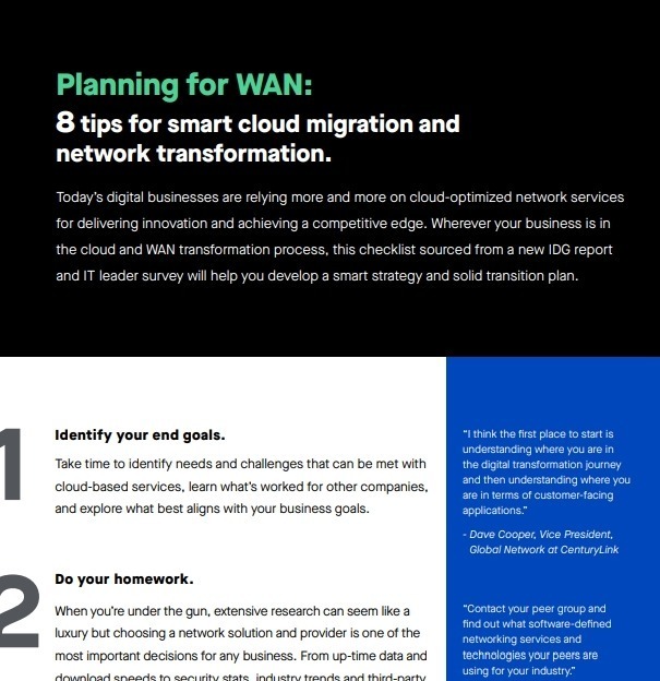 Checklist: 8 tips for smart cloud migration and network transformation