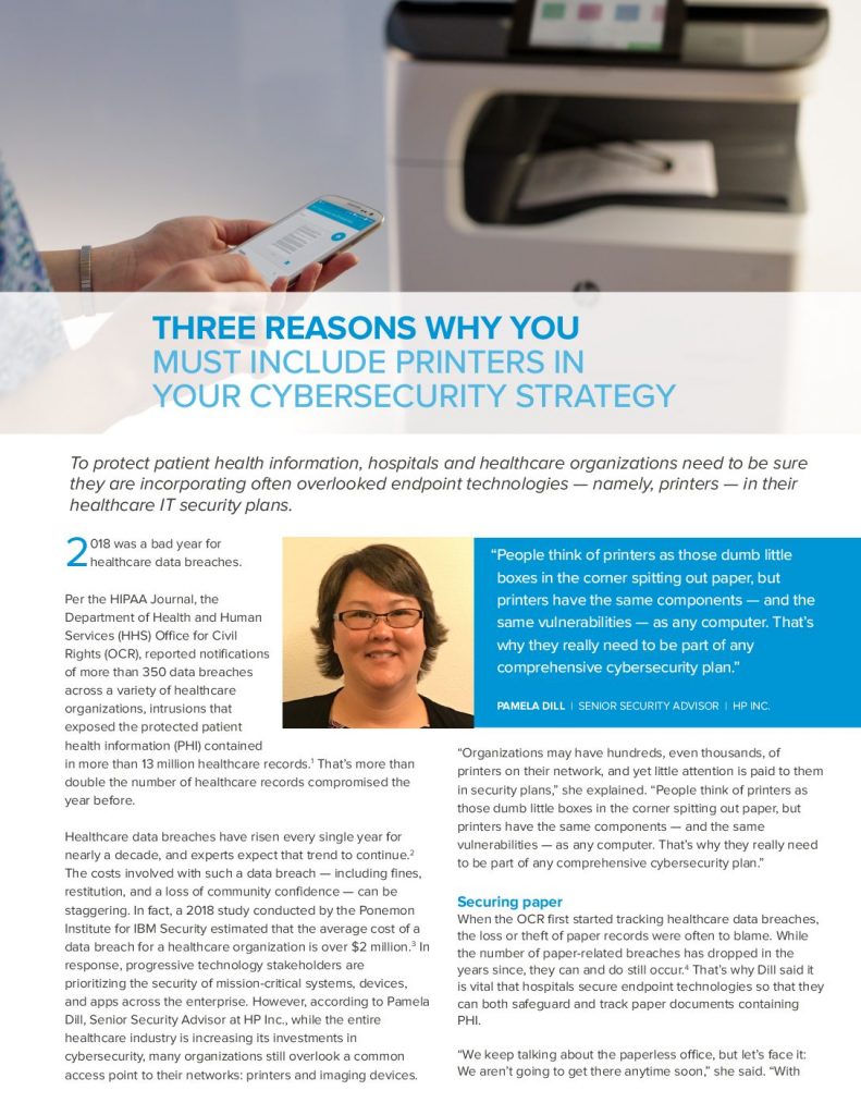 Three Reasons Why you must include Printers in your Cybersecurity Strategy