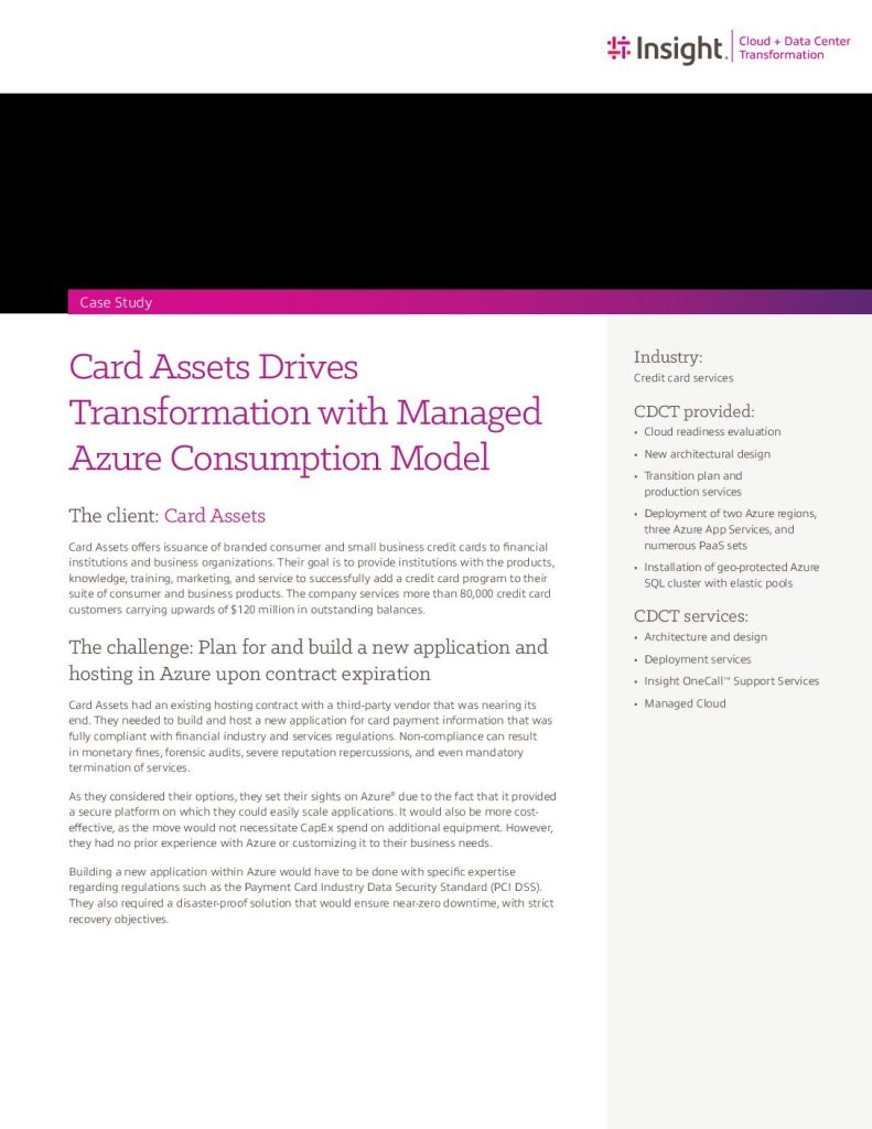 Card Assets Drives Transformation with Managed Azure Consumption Model