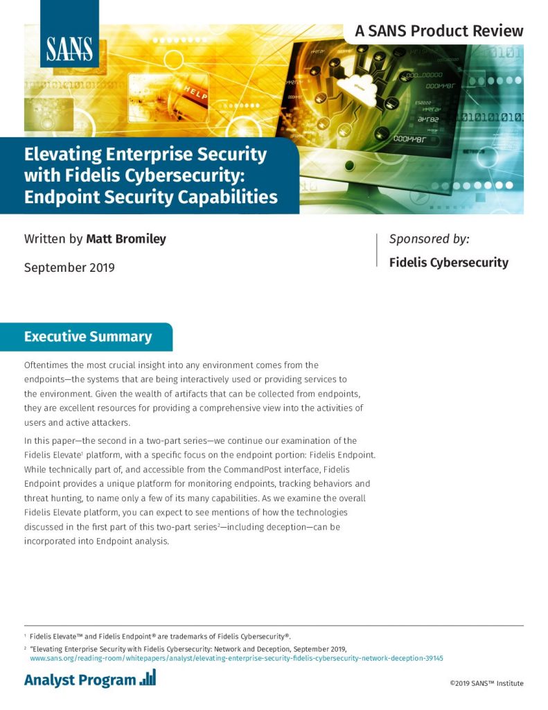 Elevating Enterprise Security with Fidelis Cybersecurity: Endpoint Security Capabilities