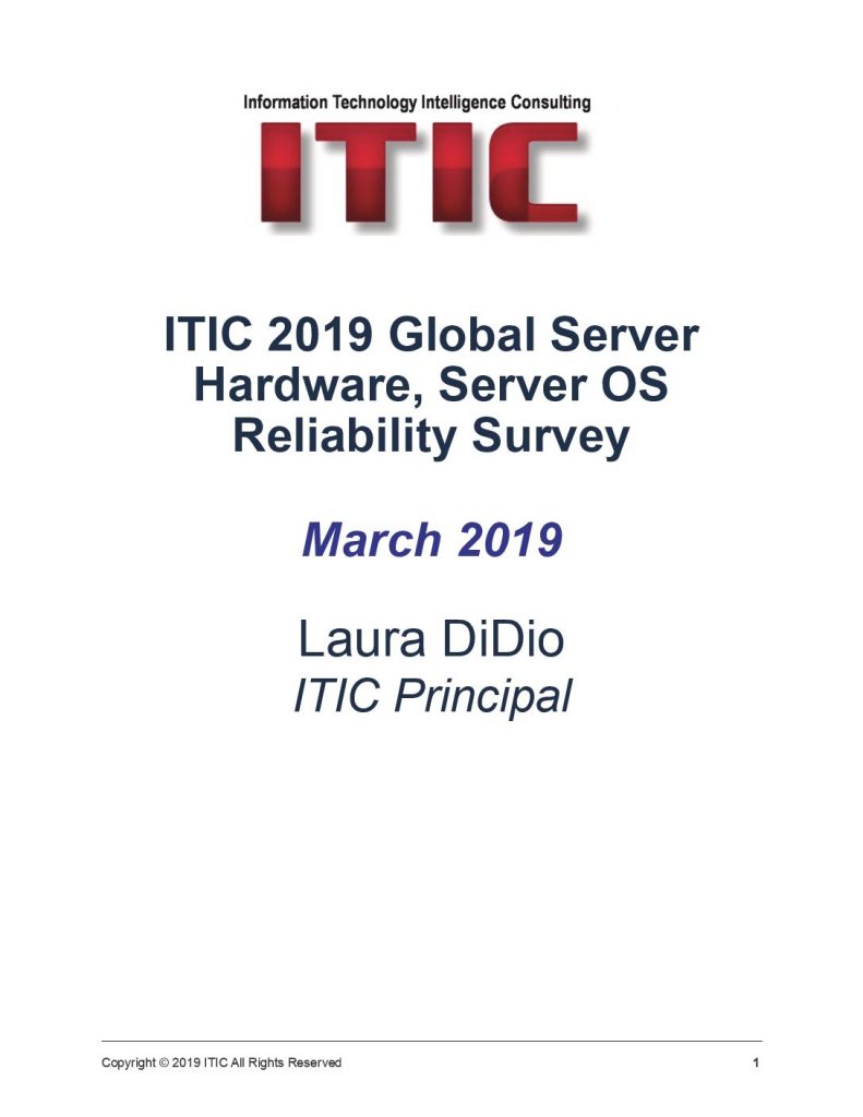 ITIC 2019 Global Server Hardware, Server OS Reliability Survey