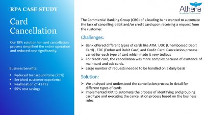 Athena RPA Case Study: Card Cancellation Whitepaper | FinTech Demand