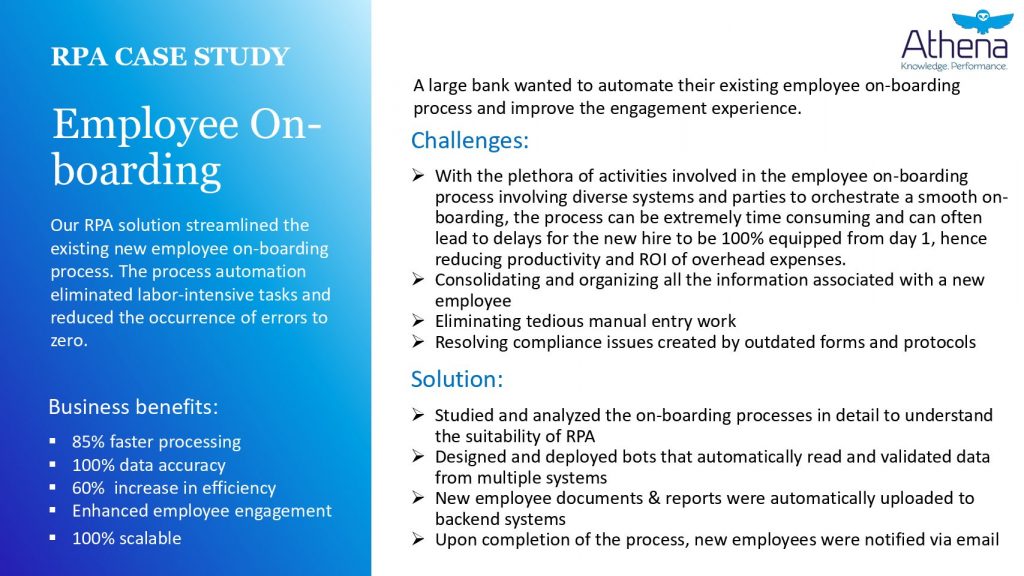 Athena RPA Case Study: Employee On-boarding