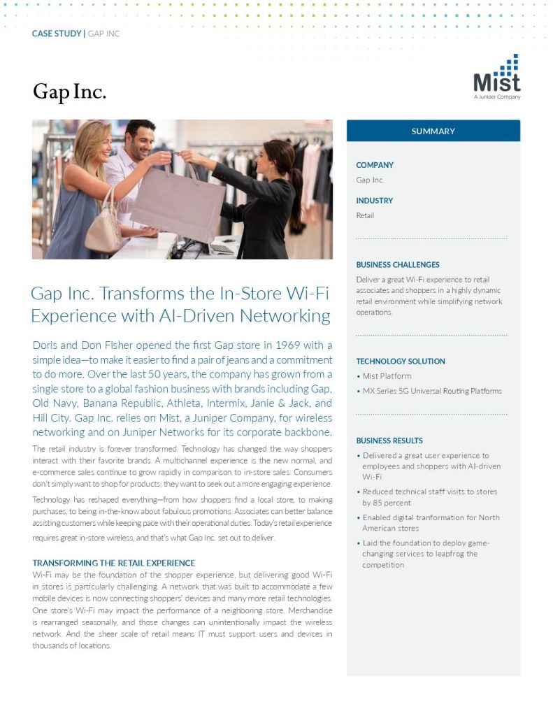 Gap Inc. Transforms the In-Store Wi-Fi Experience with AI-Driven Networking