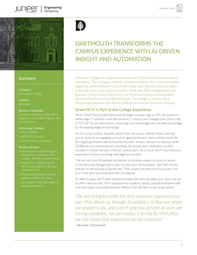 Dartmouth Transforms the Campus Experience with AI-Driven Insight and Automation