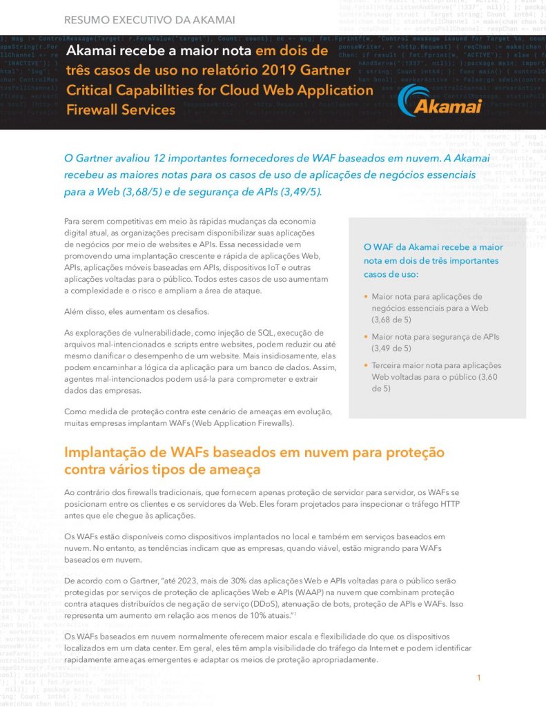 Executive Briefing: Gartner Critical Capabilities for Web Application Firewalls
