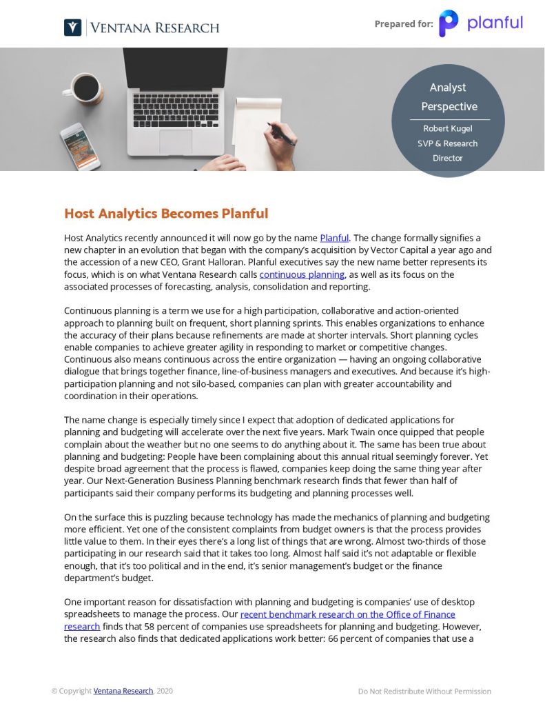 Analyst Perspective: Host Analytics Becomes Planful