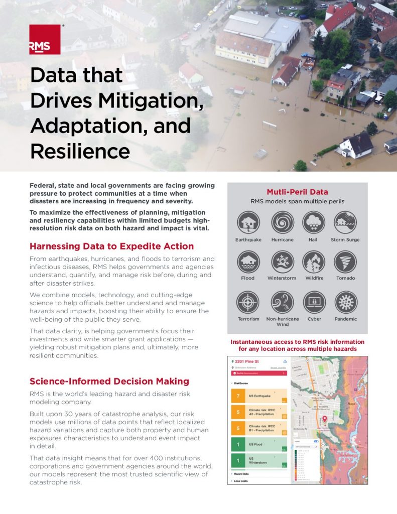 Data that Drives Mitigation, Adaptation, and Resilience