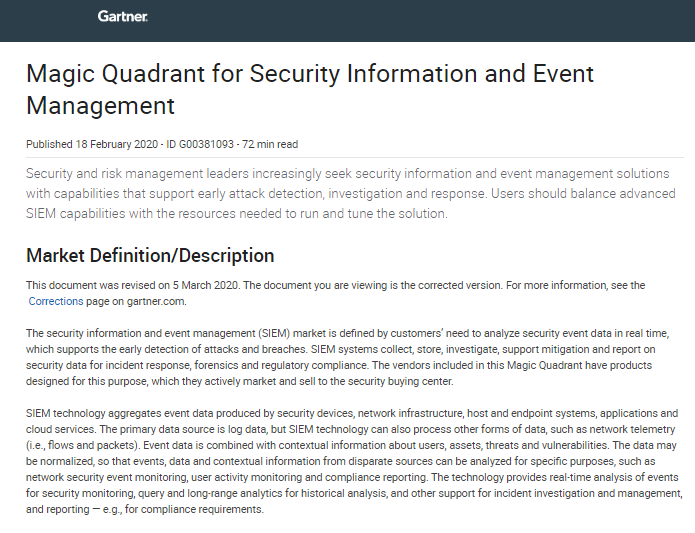 2020 Gartner Magic Quadrant