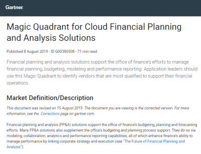 2019 Gartner Magic Quadrant for Cloud Planning and Analysis Solutions ...