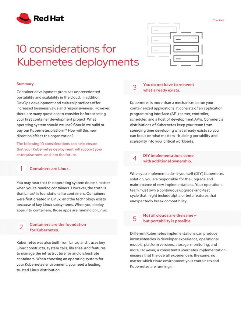 10 considerations for Kubernetes deployments