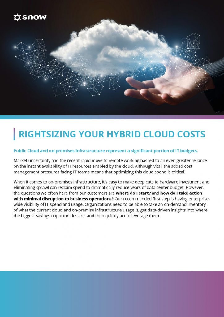 RIGHTSIZING YOUR HYBRID CLOUD COSTS -Public Cloud and on-premises infrastructure represent a significant portion of IT budgets