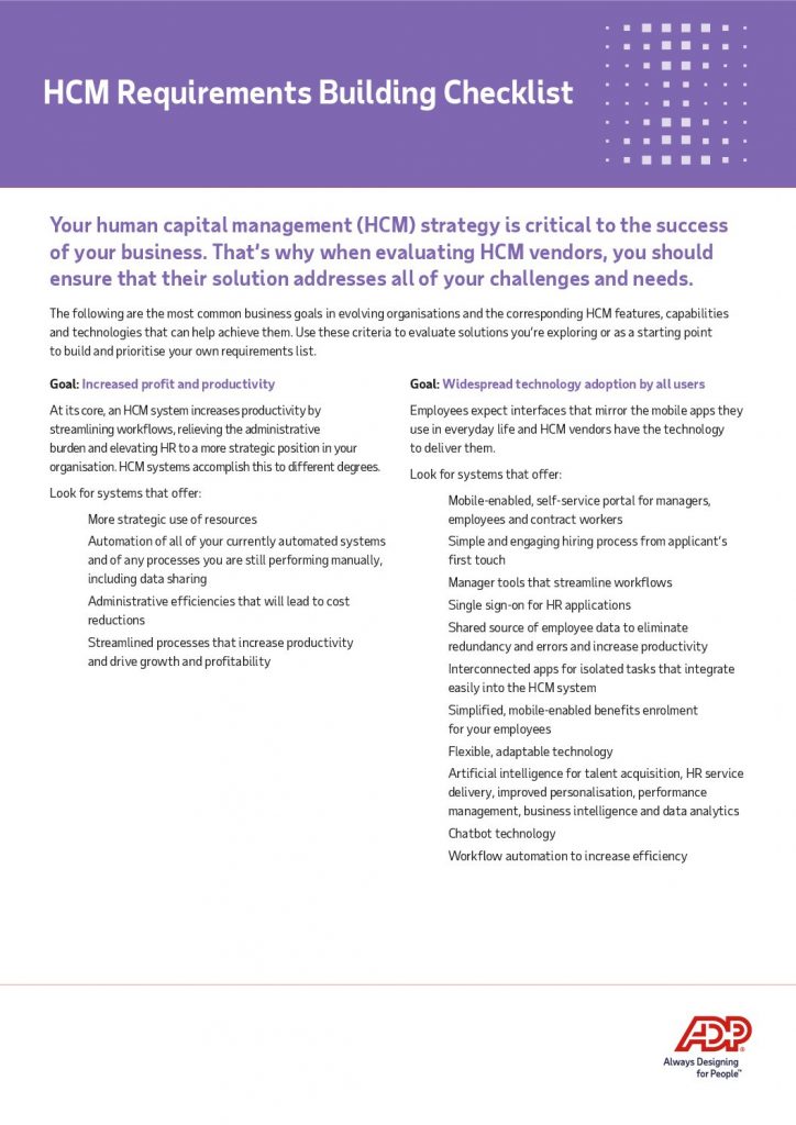 HCM Requirements Building Checklist