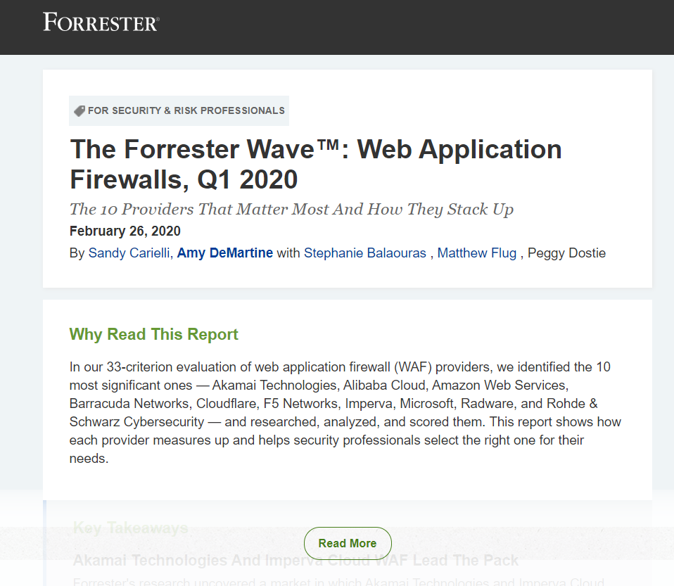 The Forrester Wave™: Web Application Firewalls, Q1 2020