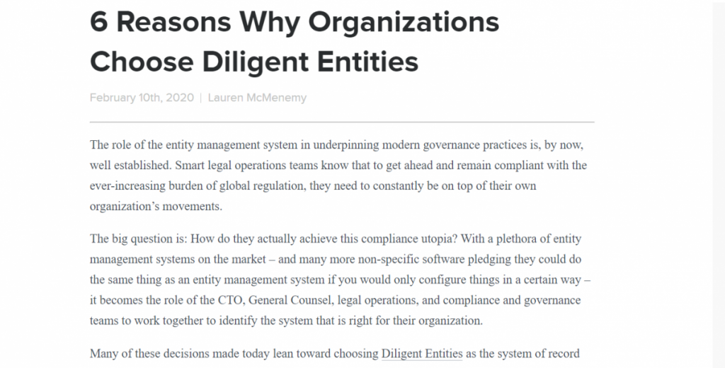 6 Reasons Why Organizations Choose Diligent Entities