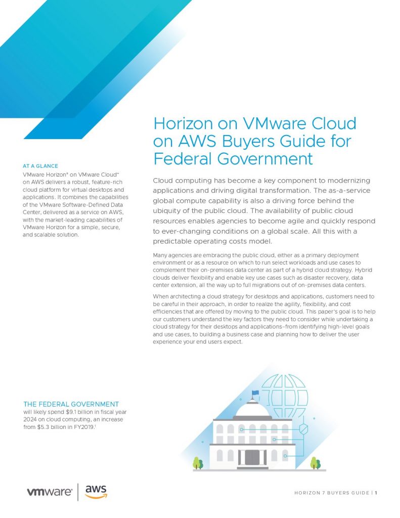 Horizon on VMware Cloud on AWS Buyers Guide for Federal Government
