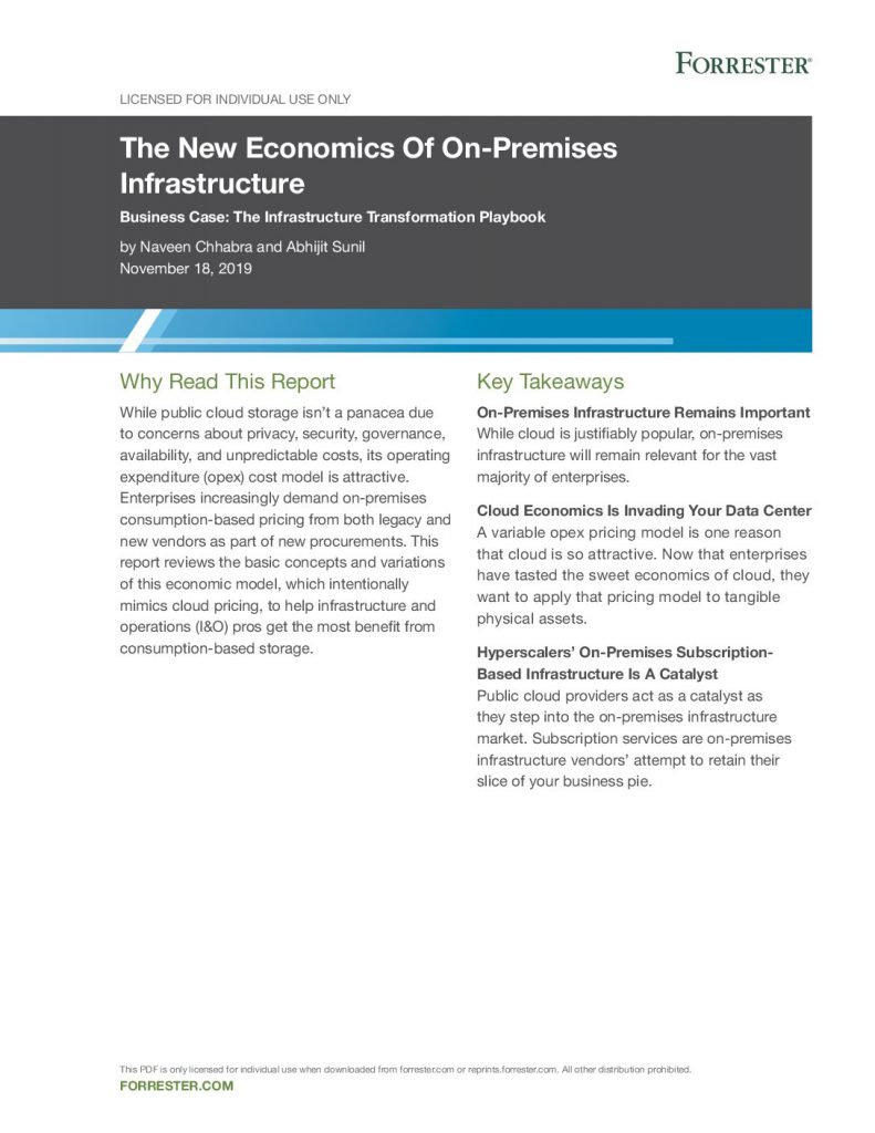 Forrester report: “The New Economics Of On-Premises Infrastructure”