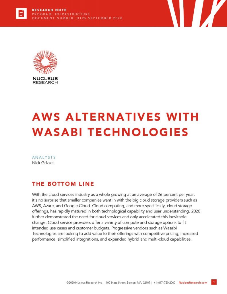 AWS ALTERNATIVES WITH WASABI TECHNOLOGIES