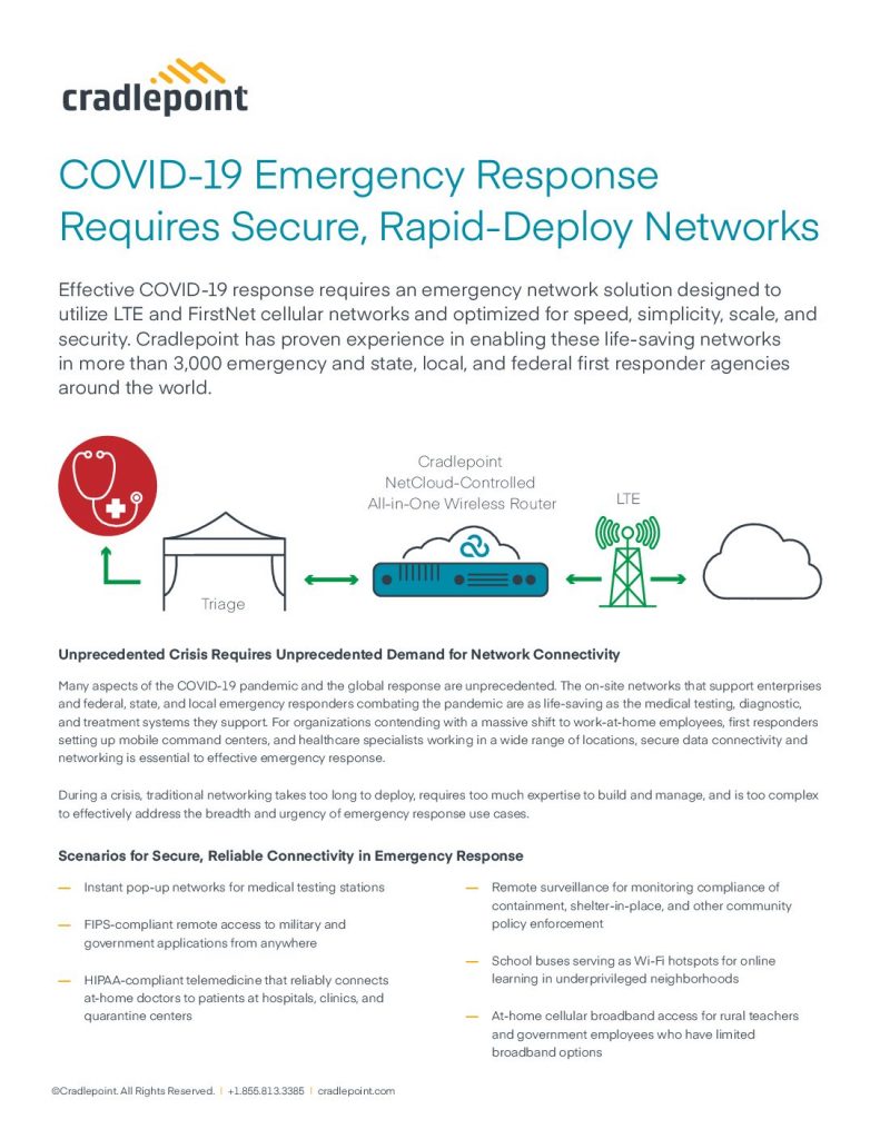 COVID-19 Emergency Response Requires Secure, Rapid-Deploy Networks