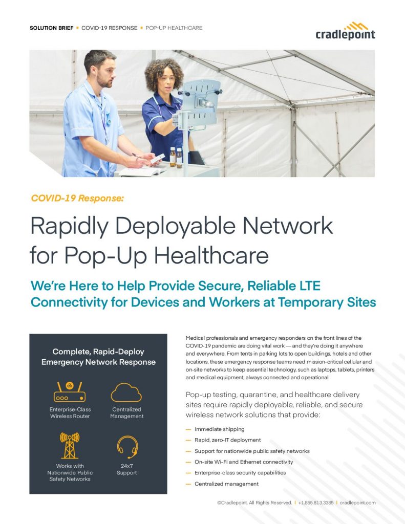 Rapidly Deployable Network for Pop-Up Healthcare