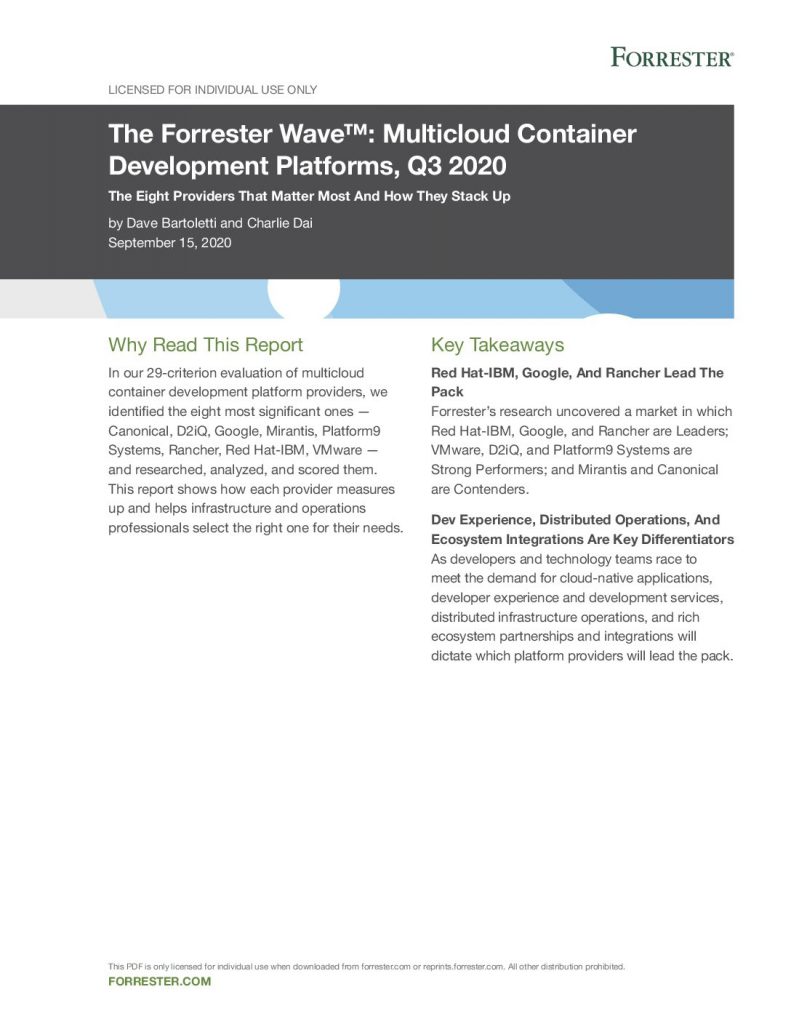 Forrester Wave: Multicloud Container Development Platforms