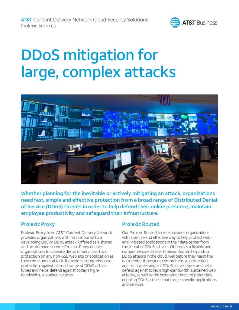 AT&T Content Delivery Network (ACDN) Cloud Security Solutions — Prolexic Services