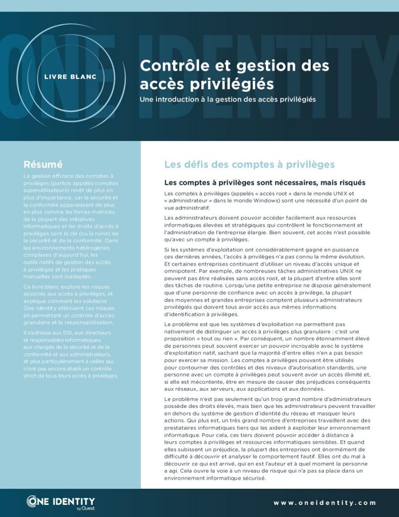 Contrôle et gestion des accès privilégiés