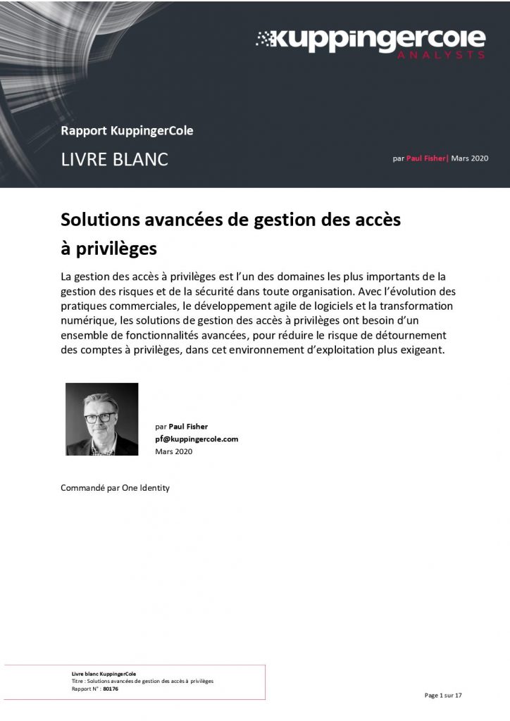 Rapport KuppingerCole: LIVRE BLANC