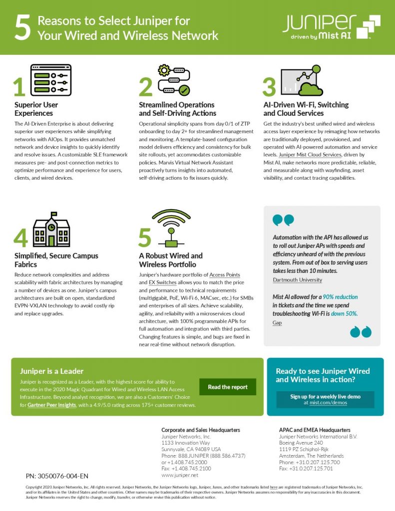 Discover Why Enterprises Select Juniper, Driven by Mist Ai, for Their Wired and Wireless Network.