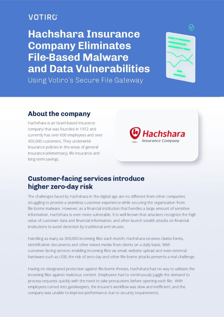 How Hachshara Insurance Eliminated File-Based Malware and Data Vulnerabilities