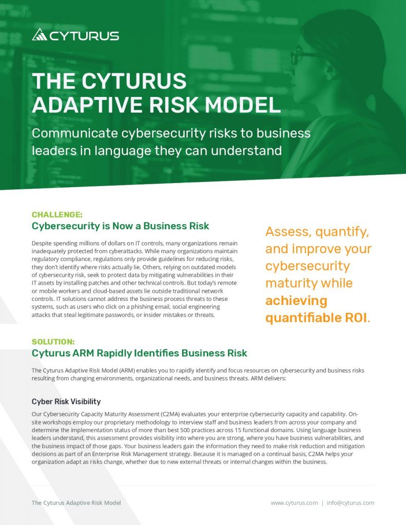 The Cyturus Adaptive Risk Model