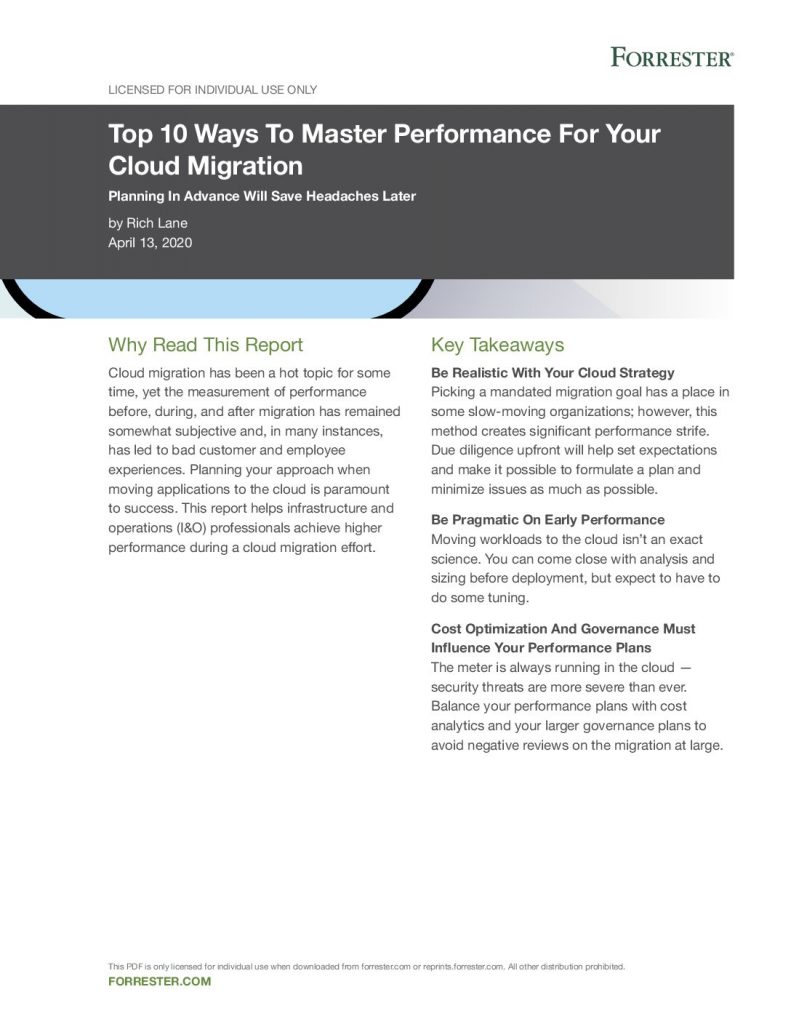 Forrester Report: Top 10 Ways to Master Performance for Your Cloud Migration