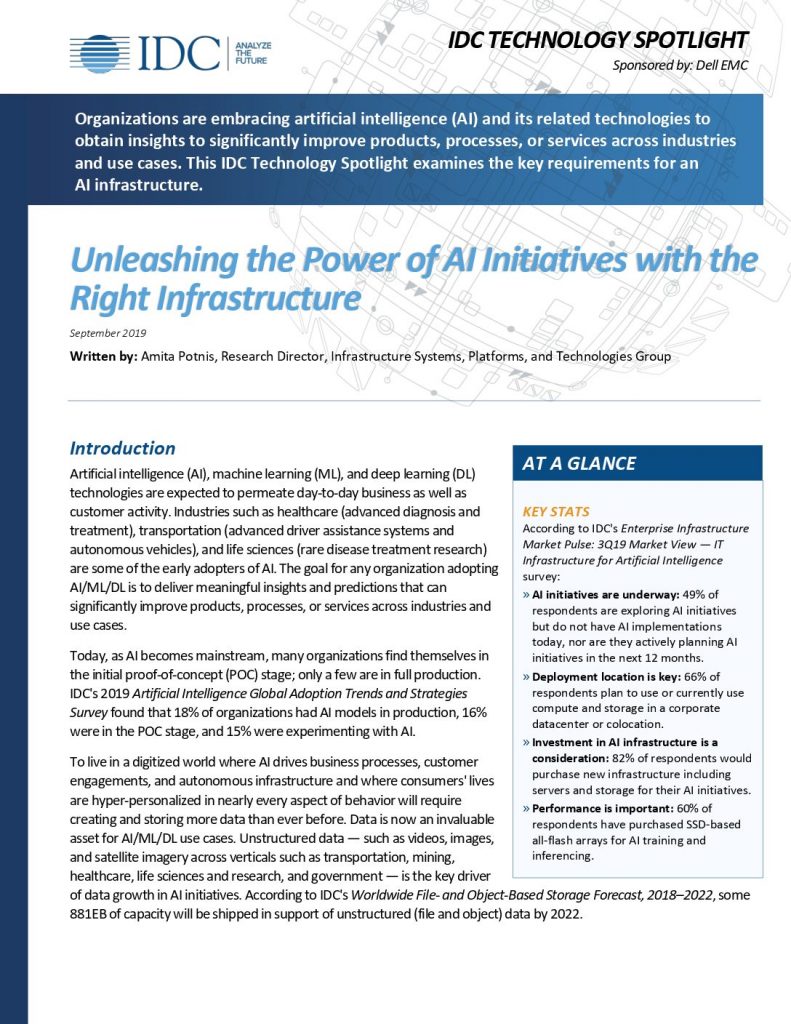 IDC Spotlight Unleashing the Power of AI Initiatives with the Right Infrastructure