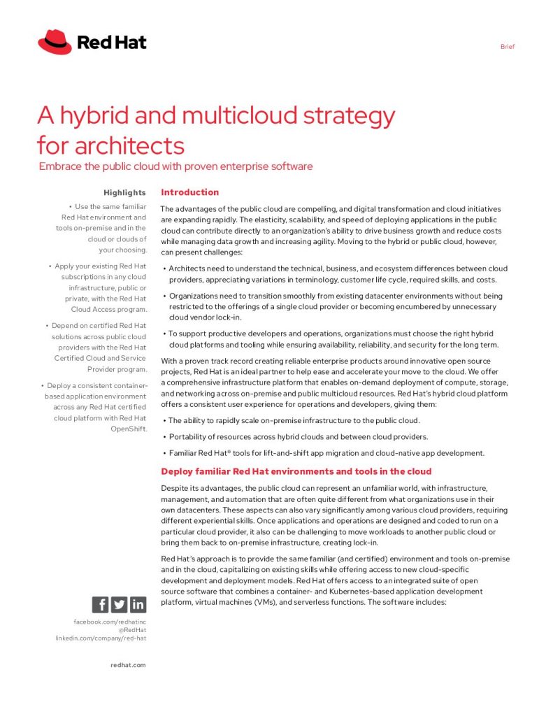 A hybrid and multicloud strategy for architects