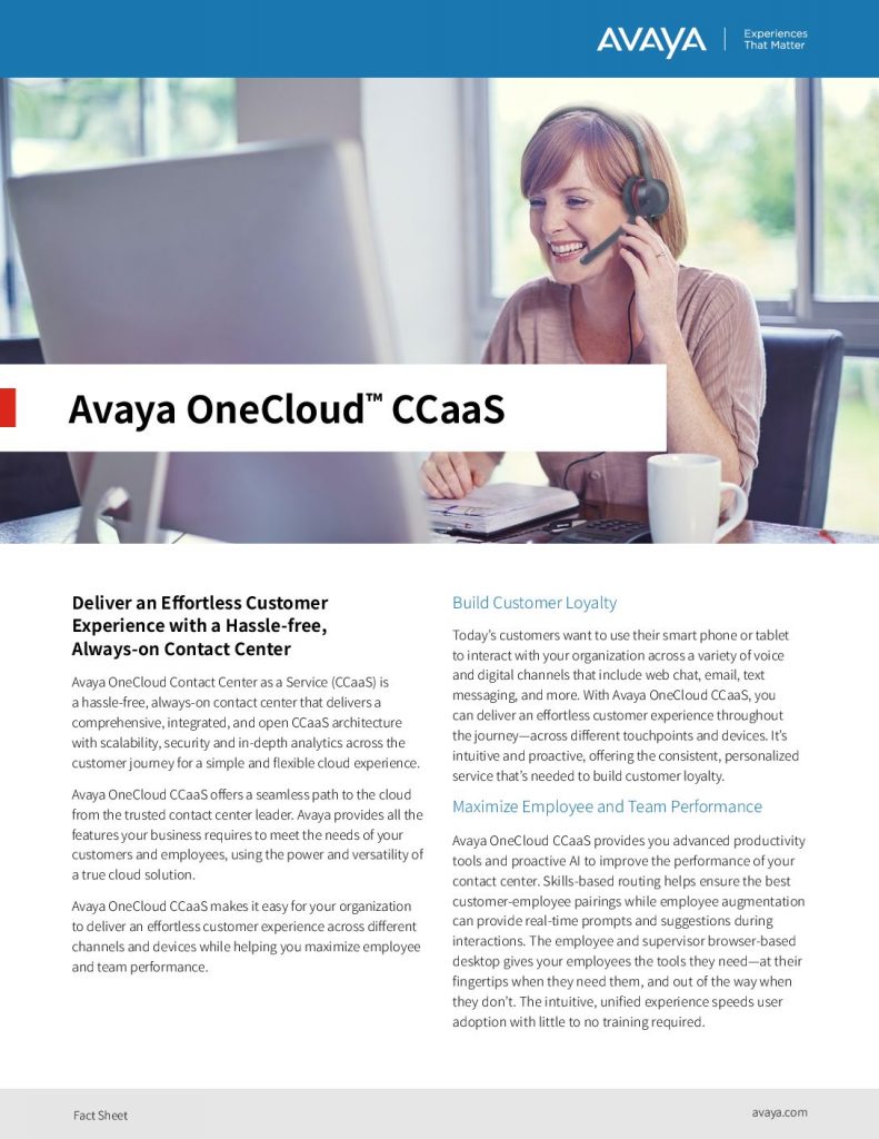 Avaya OneCloud™ CCaaS