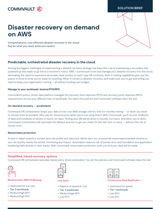 Solution Brief: AWS DR in the Cloud