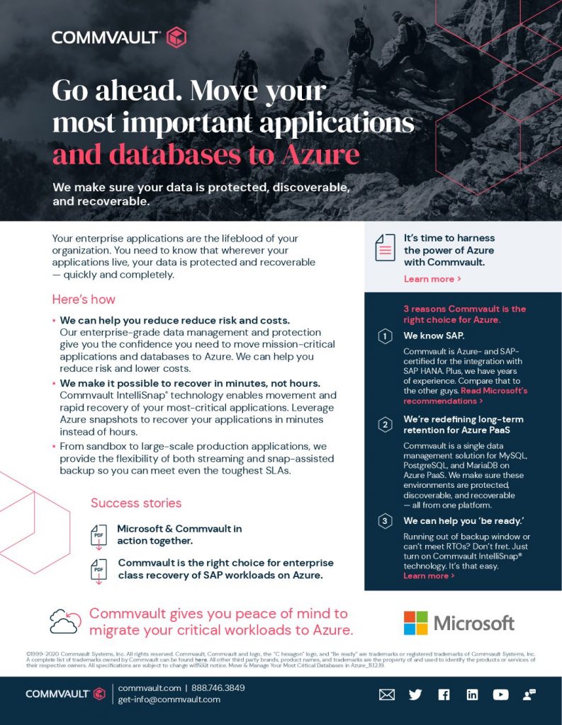 Microsoft Datasheet: Move your most important applications and databases to Azure