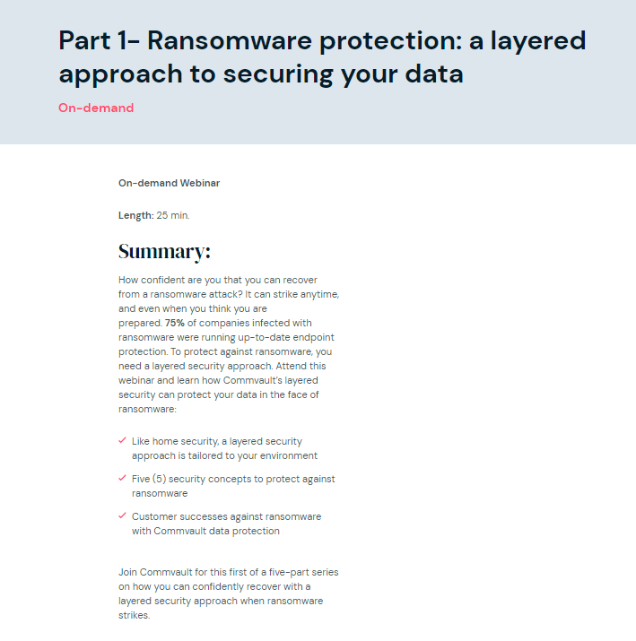 Ransomware recovery files – 1 of 5: Ransomware protection: A layered approach to securing your data