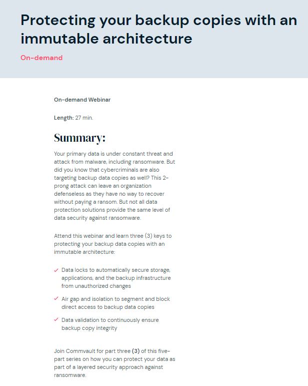 Ransomware recovery files – 3 of 5: Protecting your backup copies with an immutable architecture